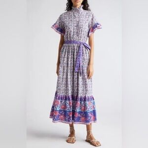 MILLE Victoria Ruffle Front Dress in Bluebell XS